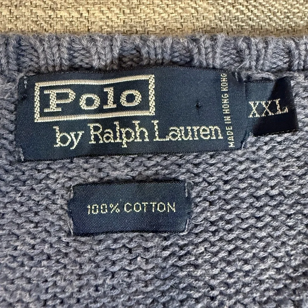 Polo Ralph Lauren Sweater Vest Mens XXL Blue V Neck Cotton Knit